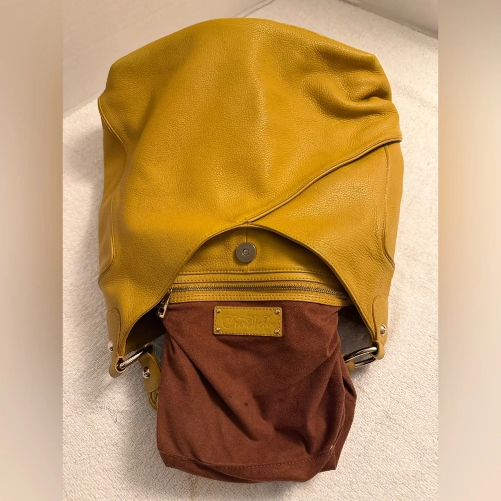 Tre Vero Boho Luxe Saffron Leather Slouchy Hobo Bag Braided Handle